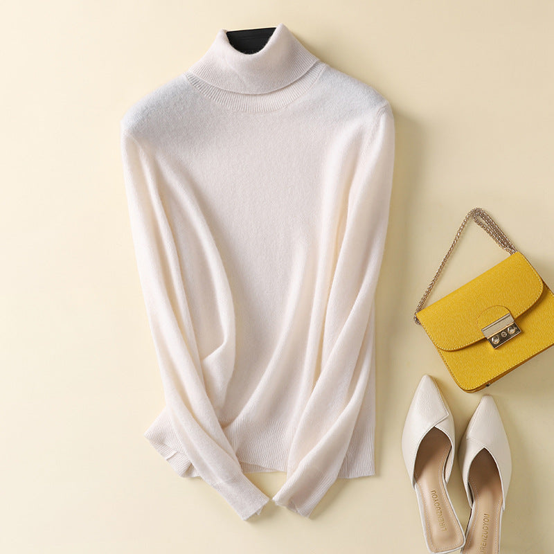 Damen-Rollkragenpullover aus reiner Wolle
