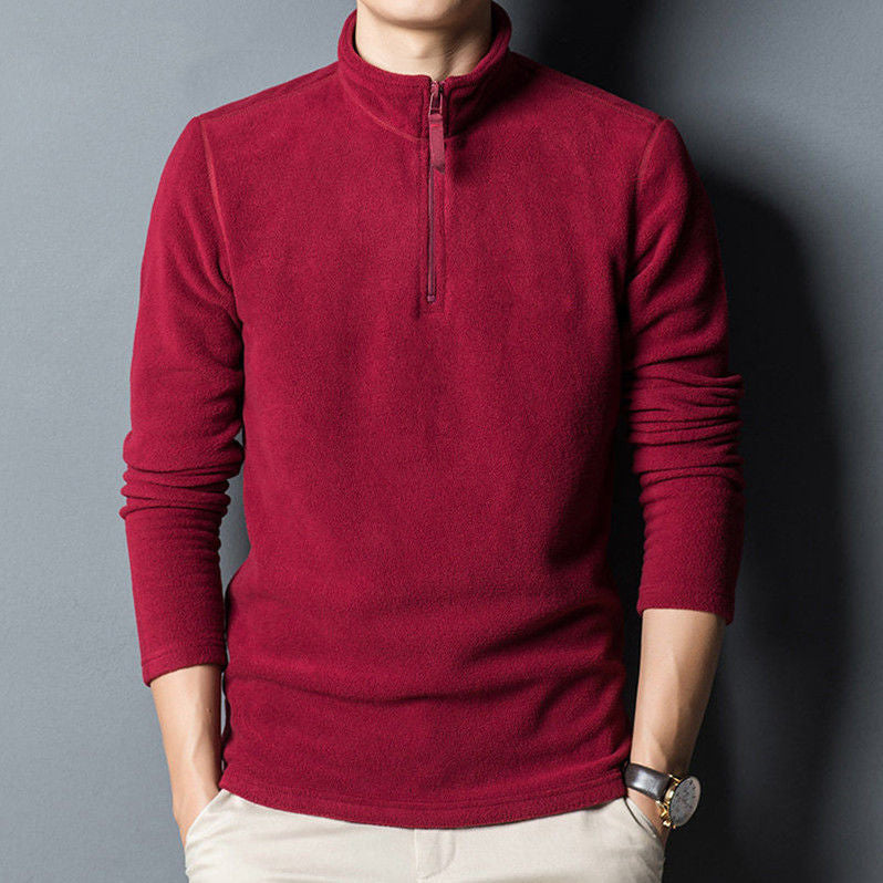 Herren-Fleece-Sweatshirt mit Stehkragen und Reißverschluss