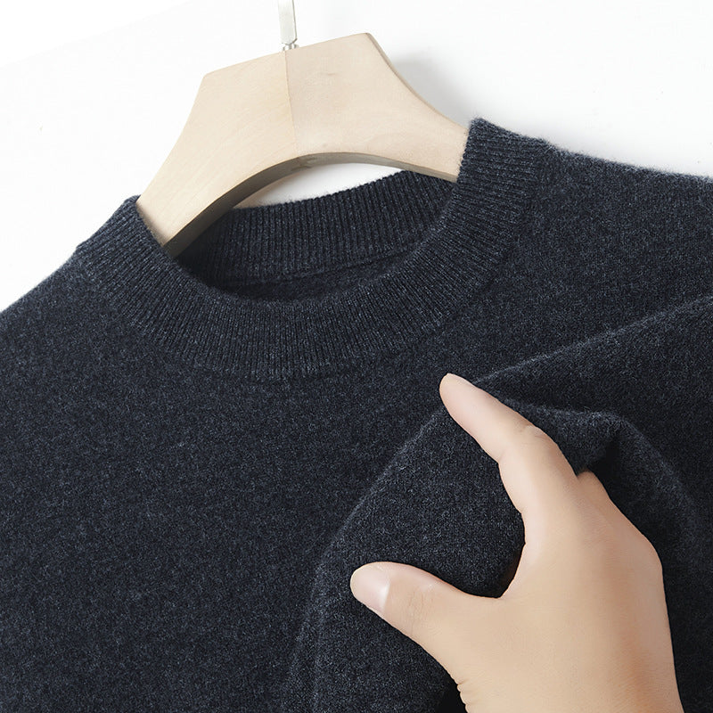 Herren-Kaschmirpullover, Rundhals, einfarbig