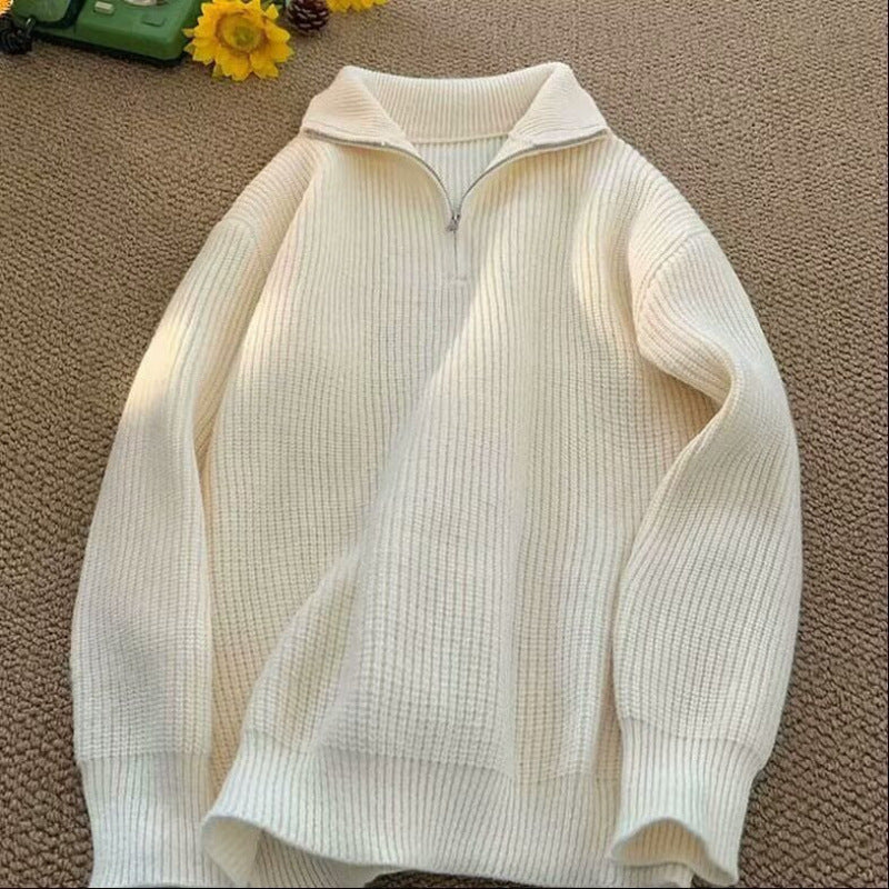Herren-Strickpullover mit Reißverschluss und Rippstruktur