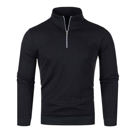 Herren-Strickpullover mit Stehkragen und Reißverschluss