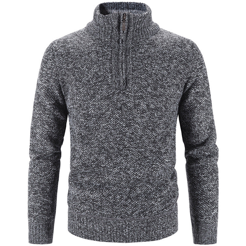 Herren-Strickpullover mit Stehkragen und Reißverschluss