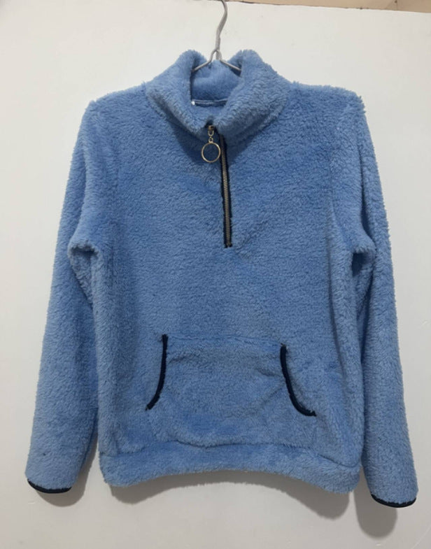 Damen-Sweatshirt mit Stehkragen, Reißverschluss und Taschen