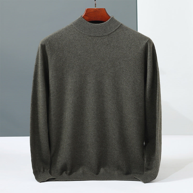 Herren-Kaschmirpullover, Stehkragen, einfarbig