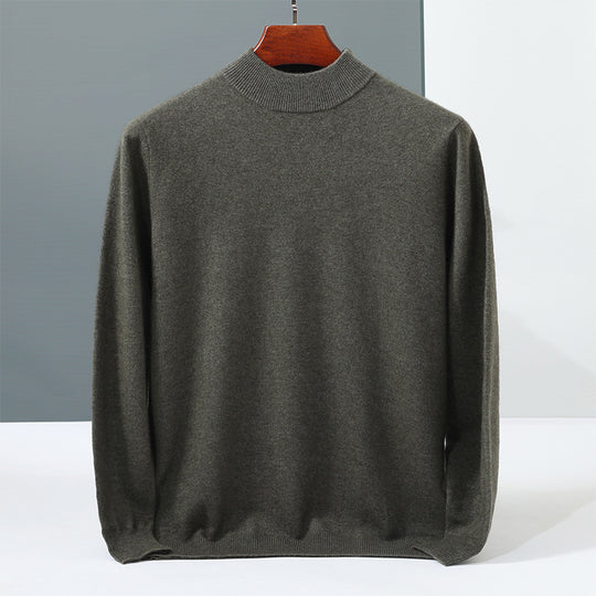 Herren-Kaschmirpullover, Stehkragen, einfarbig