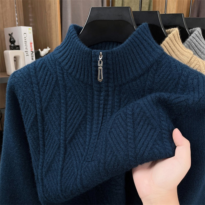 Wollpullover mit Reißverschluss, grob gestrickt