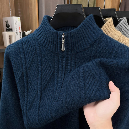 Wollpullover mit Reißverschluss, grob gestrickt