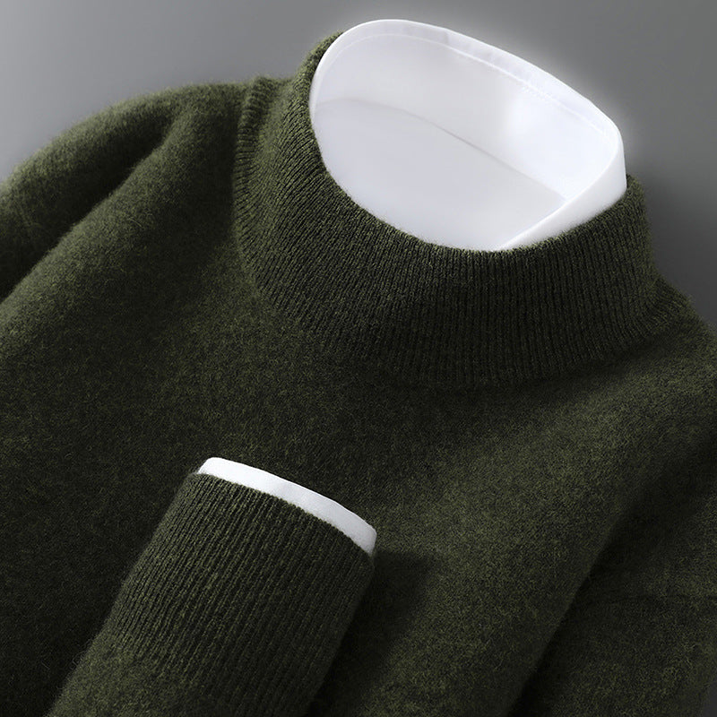 Herren-Wollpullover mit Stehkragen, 100% Wolle