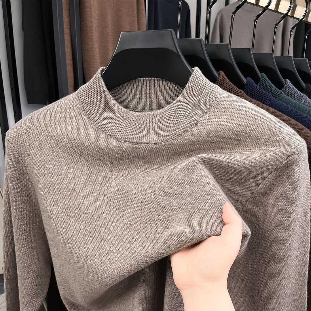 Herren-Wollpullover, Stehkragen, gefüttert