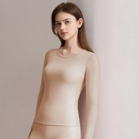 Rundhals Oberteil Beige