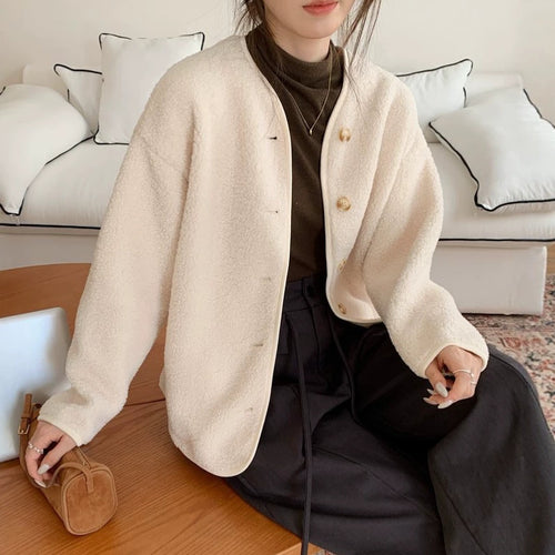 Lammfell-Imitat Strickjacke, locker, warm