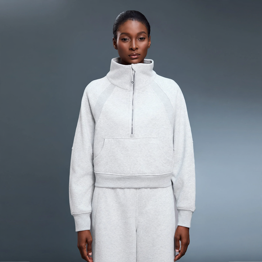 Damen-Sweatshirt mit Stehkragen, Reißverschluss und Futter