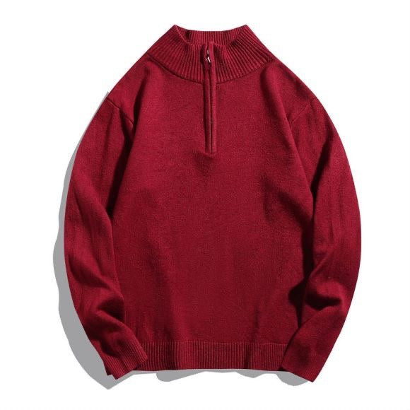 Herren-Strickpullover mit halbem Reißverschluss