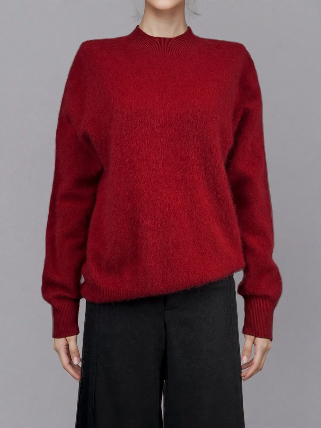 Damen-Wollpullover, Kaschmir-Mix, Rundhalsausschnitt