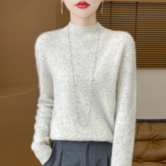 Damen-Pullover aus reiner Wolle mit Stehkragen