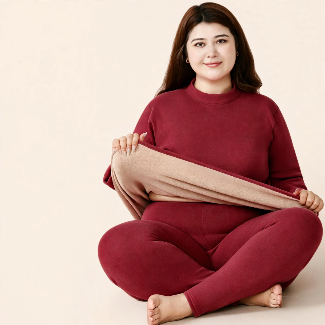 Damen Thermo-Unterwäsche-Set, Lammfleece-Imitat, gefüttert