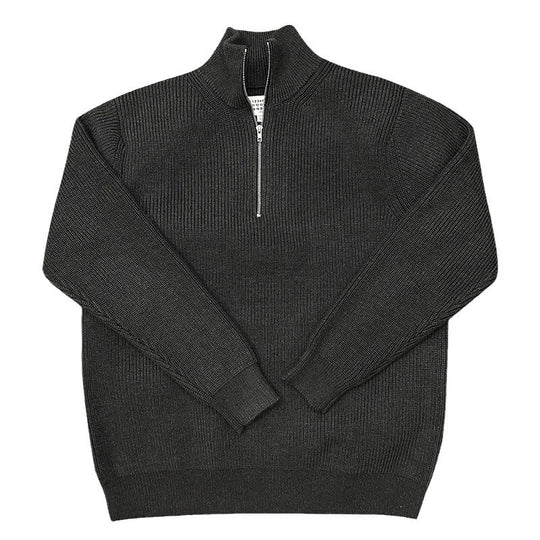 Unisex Strickpullover, Halbreißverschluss, Wollmischung