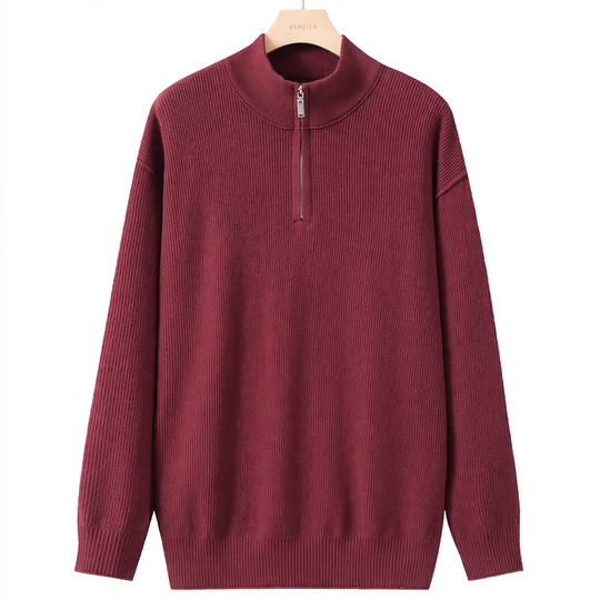 Herren-Strickpullover mit Stehkragen und Reißverschluss