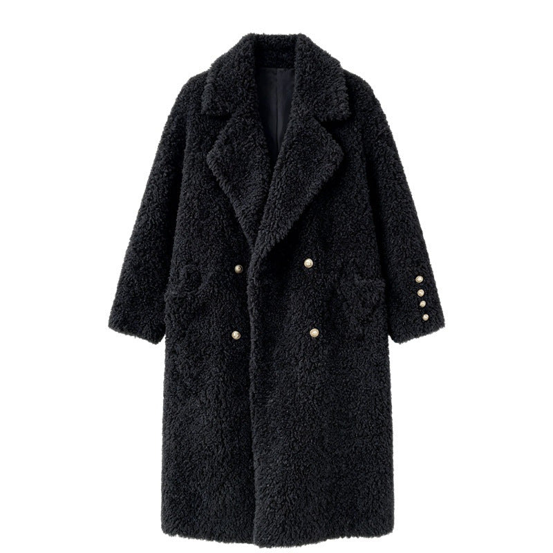 Lammfleece-Mantel, lang, Damen