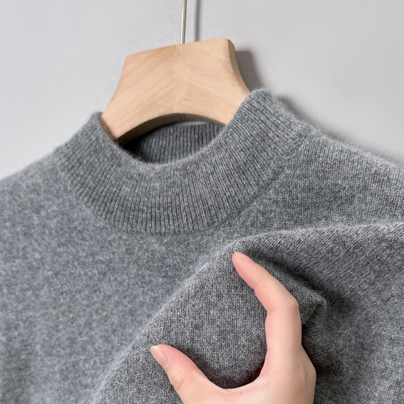 Herren-Pullover mit Stehkragen, einfarbig, pflegeleicht
