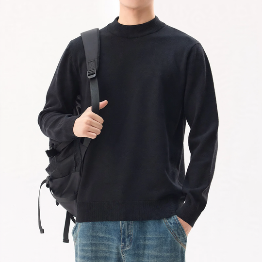 Herren-Wollmischpullover mit Rundhals