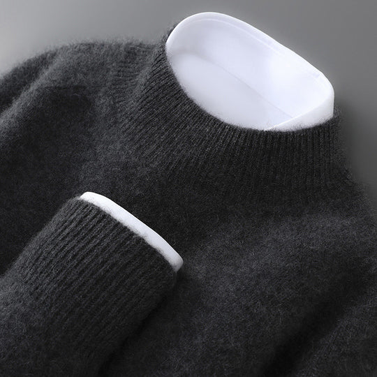 Herren-Pullover mit Stehkragen aus 100% Wolle