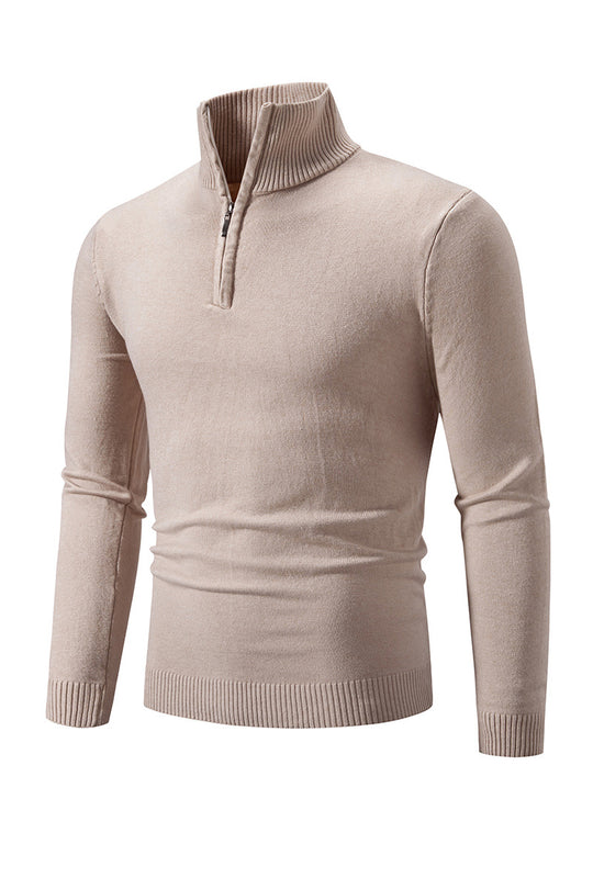 Herren-Strickpullover mit halbem Reißverschluss