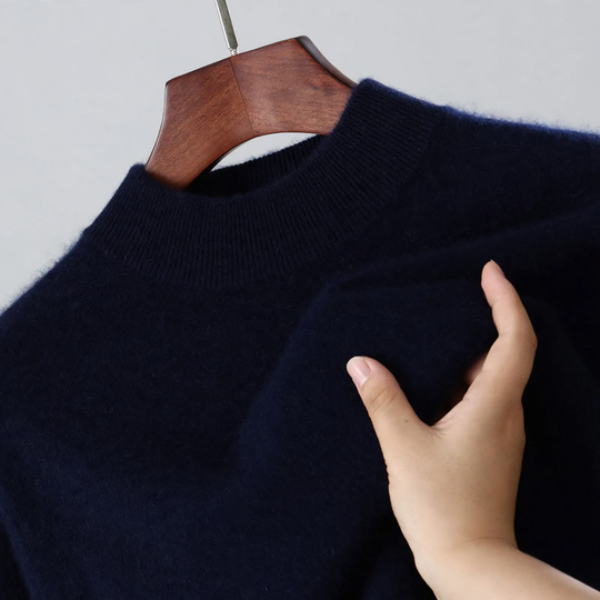 Herren-Wollpullover, Stehkragen, locker geschnitten