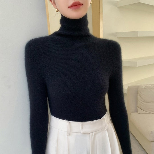 Damen-Strickpullover mit Stehkragen, figurbetont