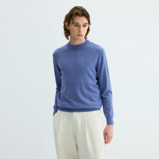 Herren Pullover aus 100% Schafwolle, Stehkragen