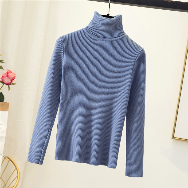 Damen-Rollkragenpullover, schmal geschnitten, einfarbig