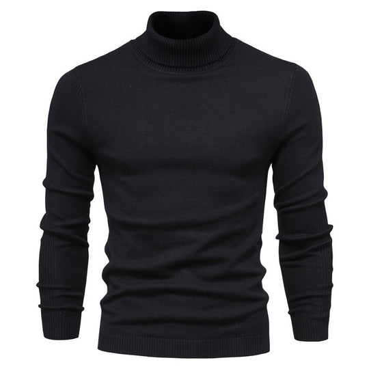 Herren-Rollkragenpullover, einfarbig, Freizeit