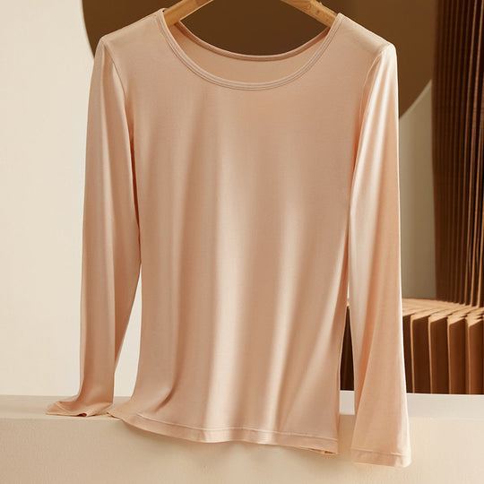 Damen Modal-Langarmshirt, figurbetont, Rundhalsausschnitt