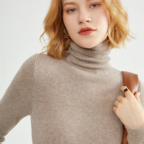 Damen-Strickpullover, figurbetont, mit Stehkragen