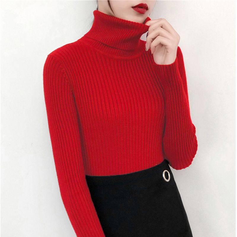 Damen-Strickpullover mit Rollkragen, körpernah