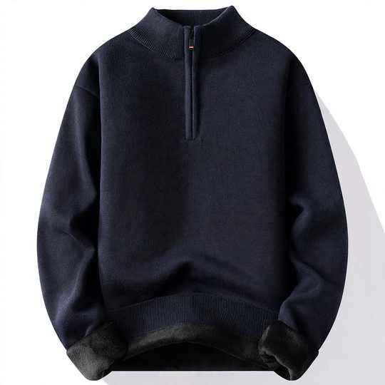 Gefütterter Herren-Strickpullover mit Reißverschluss