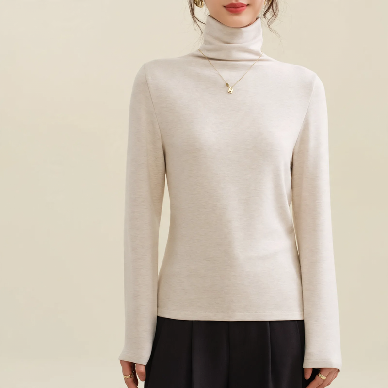 Damen-Woll-Seiden-Pullover, gefüttert, mit Stehkragen