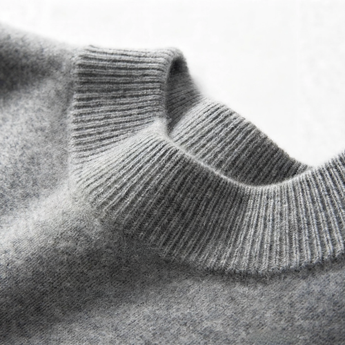 Herren-Kaschmirpullover, Stehkragen, einfarbig