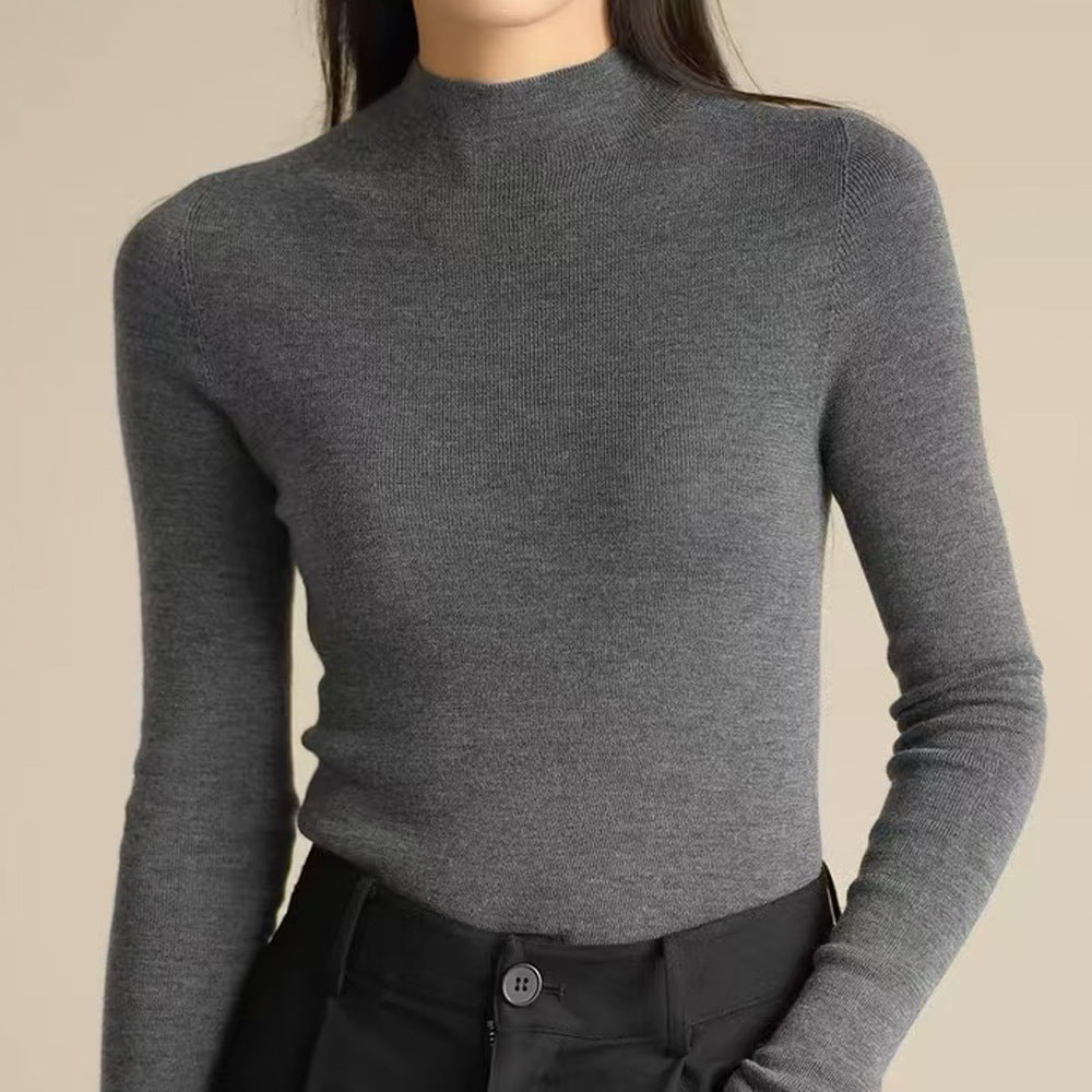 Damen-Kaschmirpullover mit Stehkragen, schmal geschnitten
