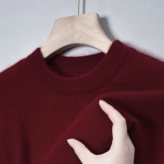 Herren-Strickpullover mit Stehkragen, einfarbig