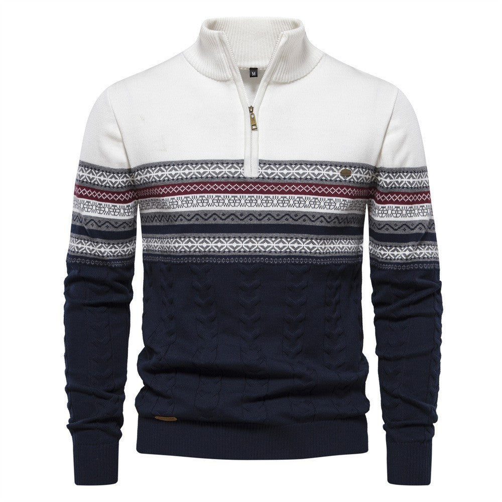 Moderner Herren-Strickpullover mit Stehkragen