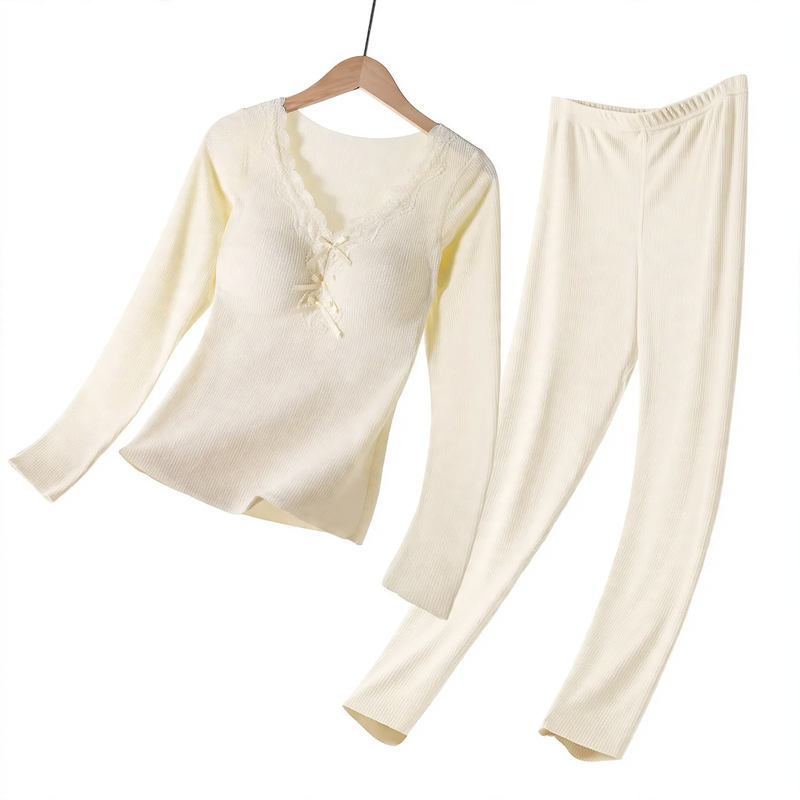 Damen Thermoset, V-Ausschnitt, wärmend
