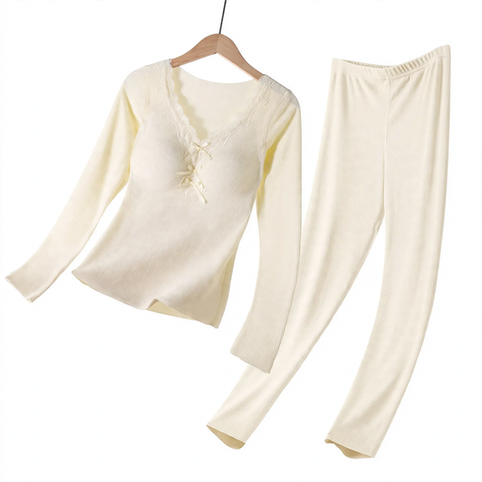 Damen Thermoset, V-Ausschnitt, wärmend