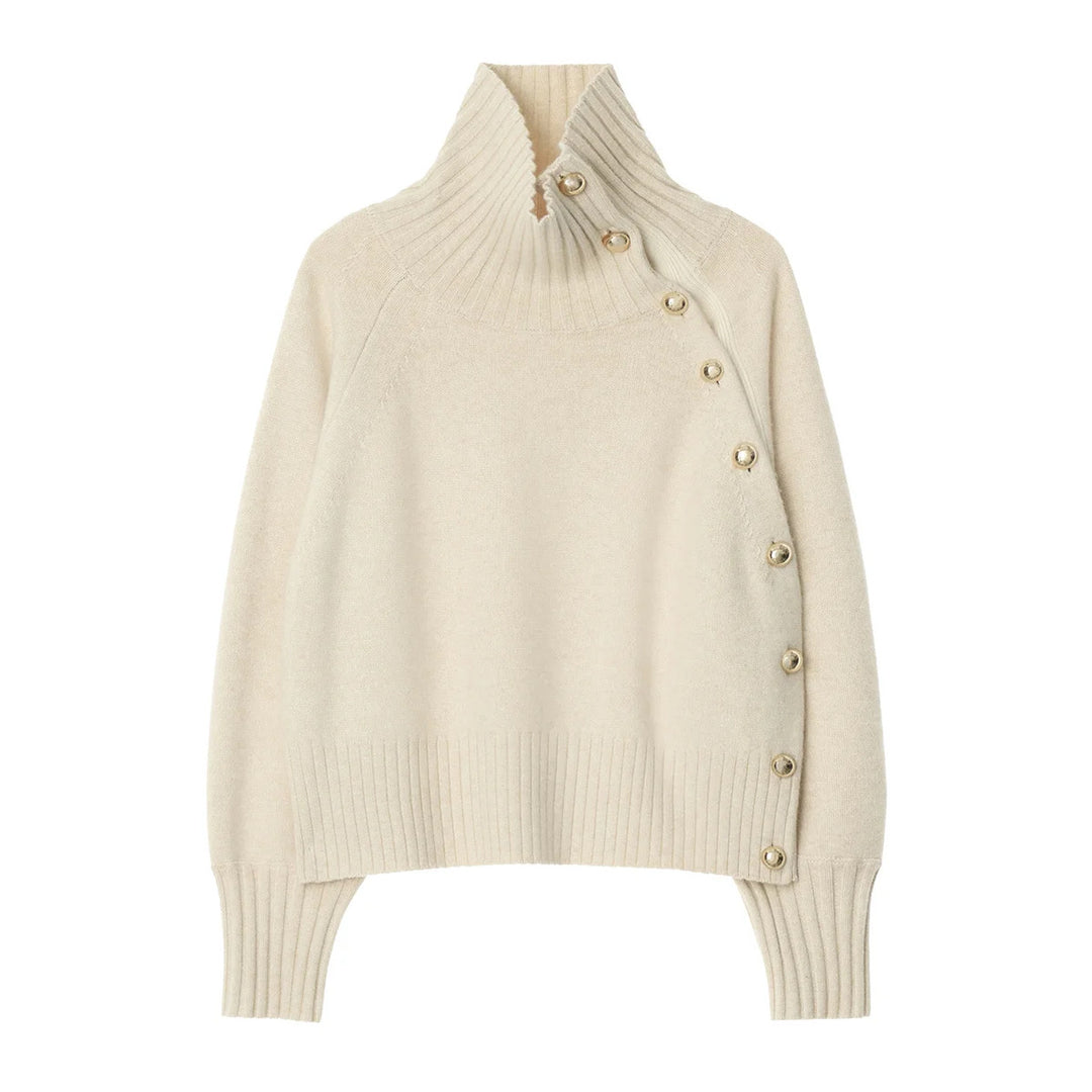 Damen-Strickjacke mit Rollkragen und Puffärmeln