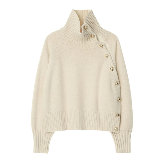 Damen-Strickjacke mit Rollkragen und Puffärmeln