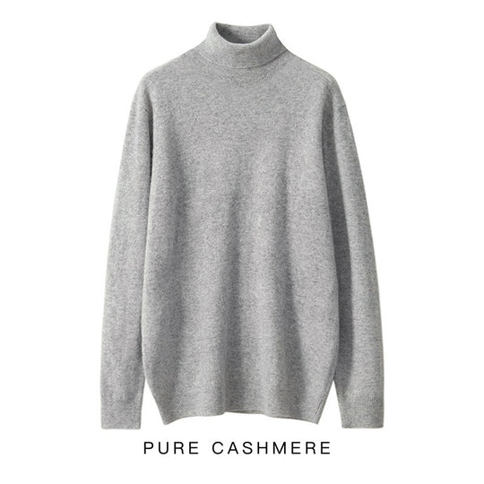 Herren-Rollkragenpullover aus reiner Wolle, Strick