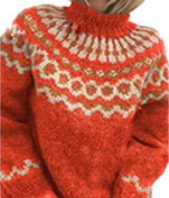 Lockerer Strickpullover aus Mohair-Mix mit Jacquard-Muster