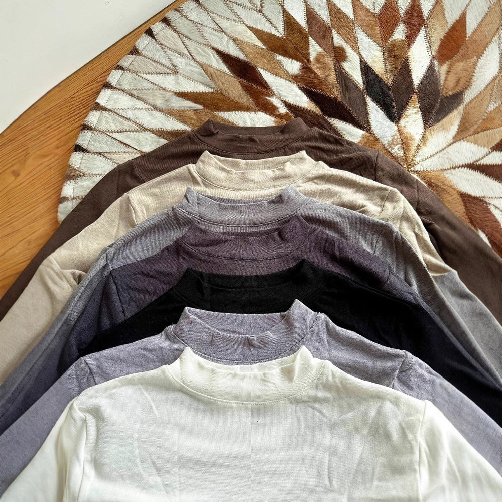 Damen-Unterzieh-Shirt, angeraut, mit Rund- oder Stehkragen