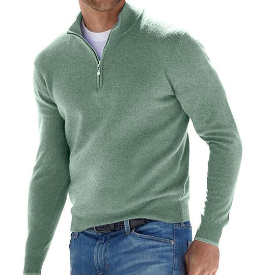 Herren-Langarm-Kaschmirpullover mit Reißverschluss