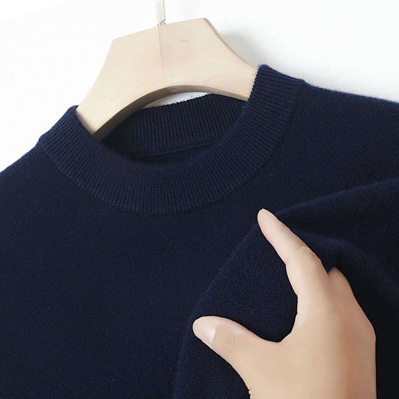 Herren-Kaschmirpullover, Rundhals, einfarbig